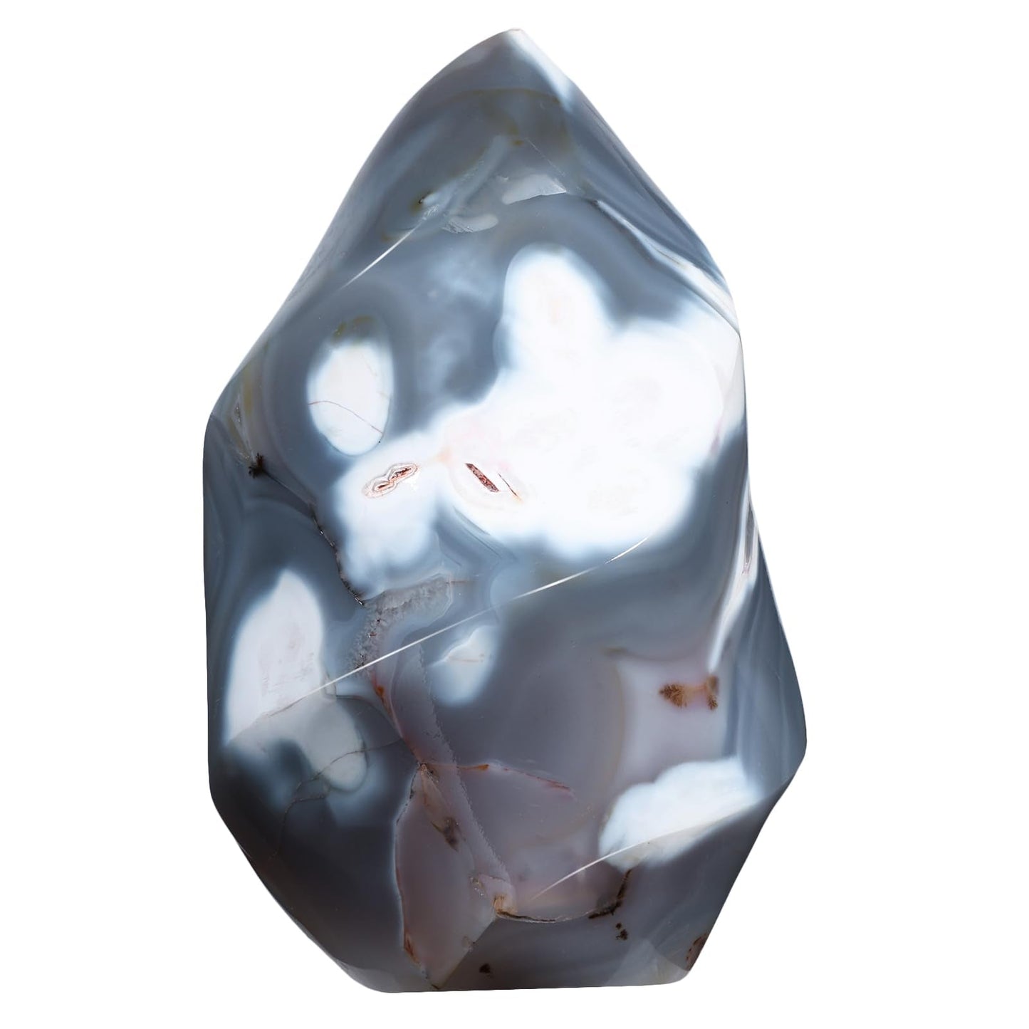 dssmboom Orca Agate Flame Shaped Stone Tower for Home Decor, Irregular Healing Crystal Specimen Mineral for Collection, Energy Balancing,601g-800g