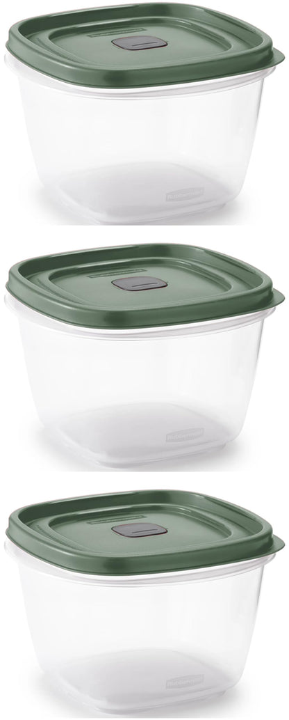 Utenselux Bundle Rubbber Maid Storage Containers, Easy Find Lids, Blue Spruce, 7 cup,Food Storage Set, Clear Meal Prep Containers, 3 Piece Set