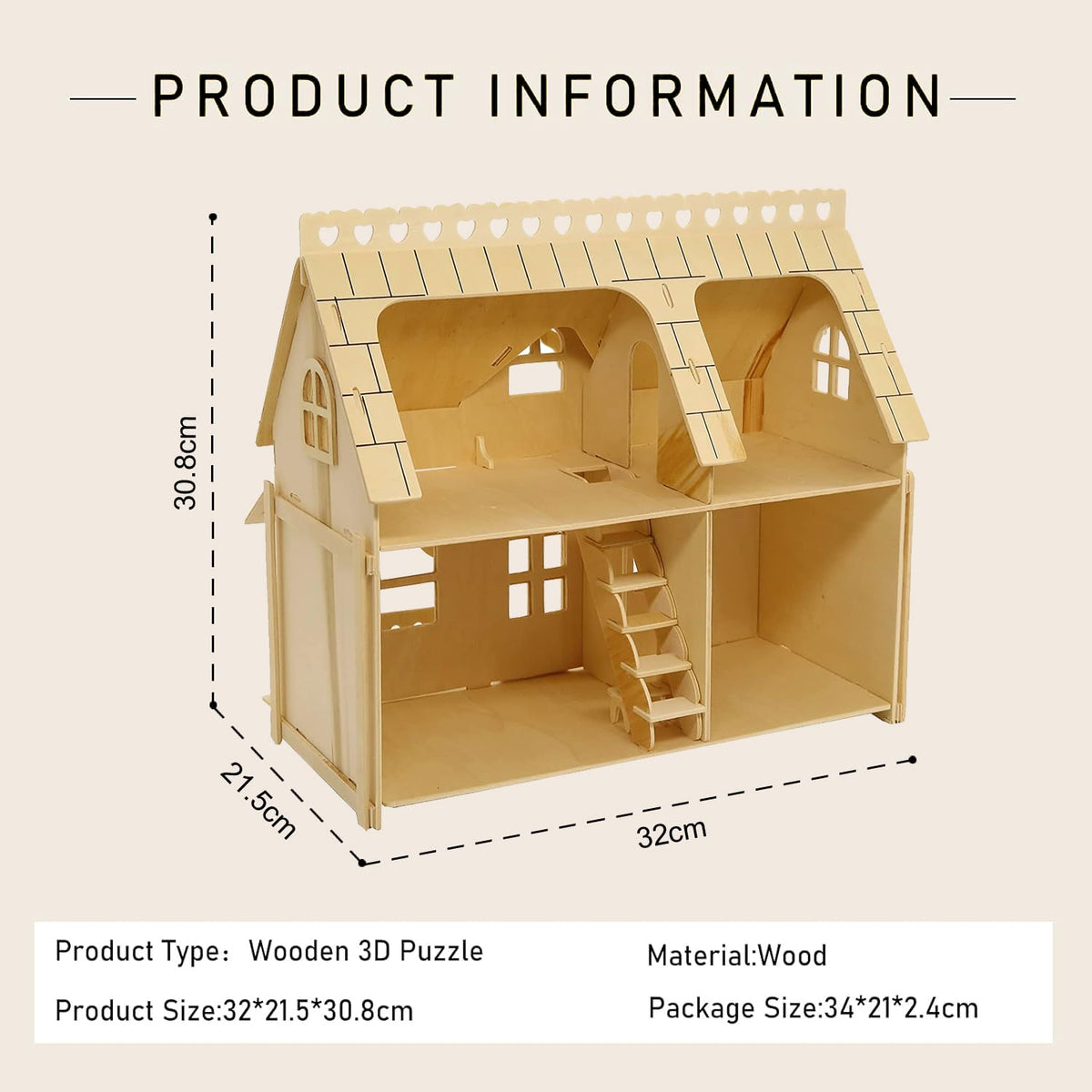 3D Puzzle House, Fantasy Villa Model Kit with Dollhouse Furniture