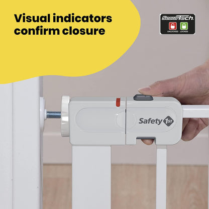 Safety 1st Auto Close Gate, Baby Stair Gate Pressure Fit, 73-80cm (max. 136cm), Automatic Closing Baby Safety Gate, One-Hand Opening, No-Screw Installation (No Drilling), Double Lock System, White