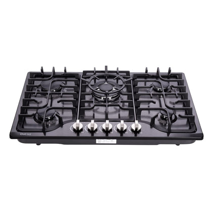 Deli-Kit 30 Inch LPG/NG Gas Cooktop Dual Fuel 5 Sealed Brass Burner Stainless Steel Hob 110V AC pulse Ignition Stainless Steel Gas Cooktops DK257-B01 Gas Hob