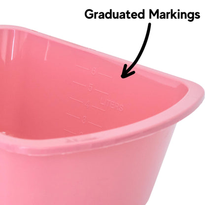 Wash Basins – Rectangular Plastic Hospital Bedside Soaking Tub - Small 7 Qt Graduated Bucket - Portable Washbasin for Washing, Cleaning, Foot Bath, Dishes, Face Cleansing Bowl -13.25 x 10 x 4.5 Inches