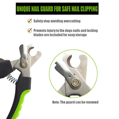 Dog Nail Clippers with Safety Guard - Superior Sharpness - Designed by Vets - Suitable for Thick Nails - Best for Medium and Large Dogs - Professional Stainless Steel Dog Claw Clippers