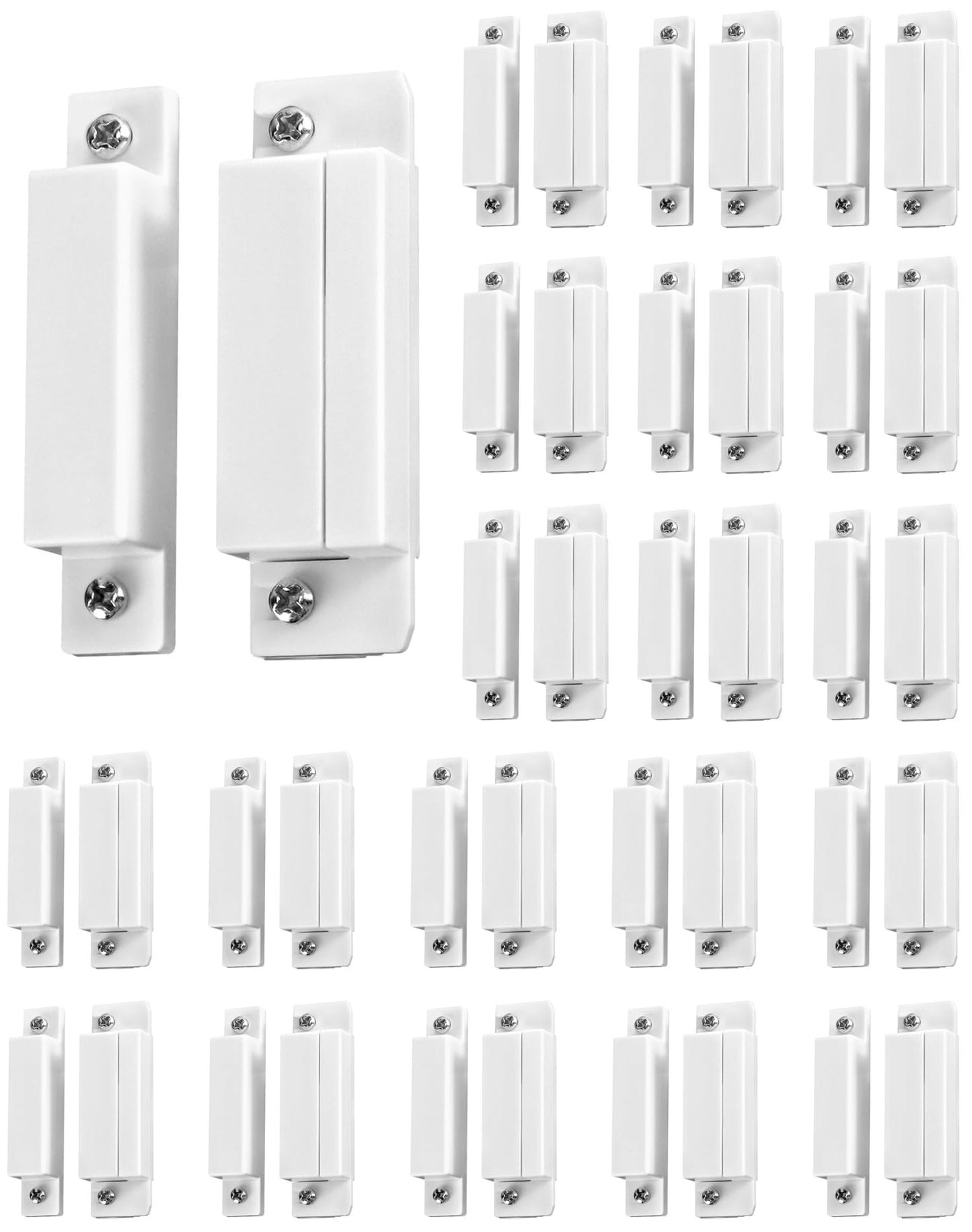 QWORK MC-31 Wired Surface-Mounted NC Magnetic Door Window Contact Sensor Alarm Reed Switch, White, Pack of 5 with 20 Screws