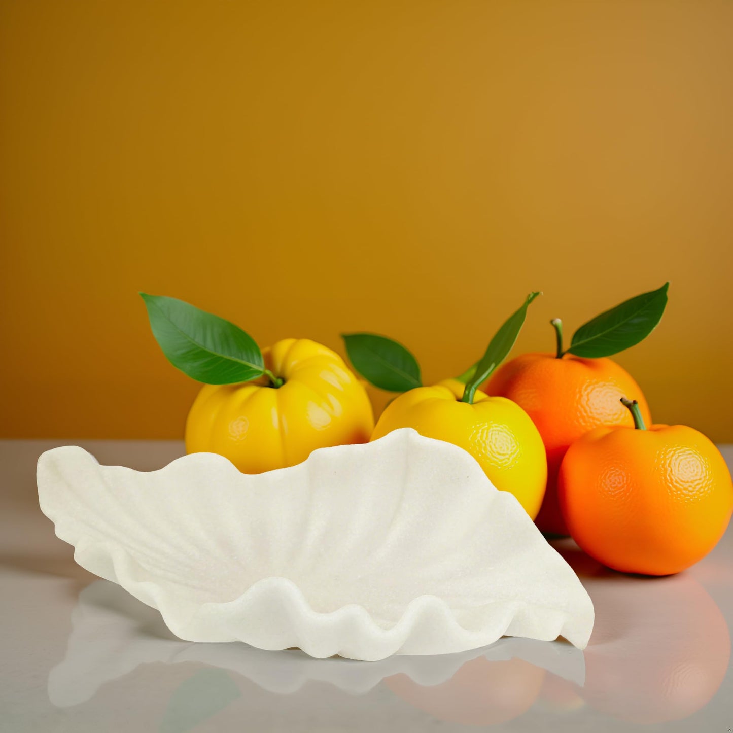 CSjihua Off-white Large Decorative Bowl - 16” Fruit/Key/Purse Bowl for Home Decor - Coffee Table & Entryway Table Decor - Scalloped Ruffle Bowls - Unique Centerpiece Bowls(Big)