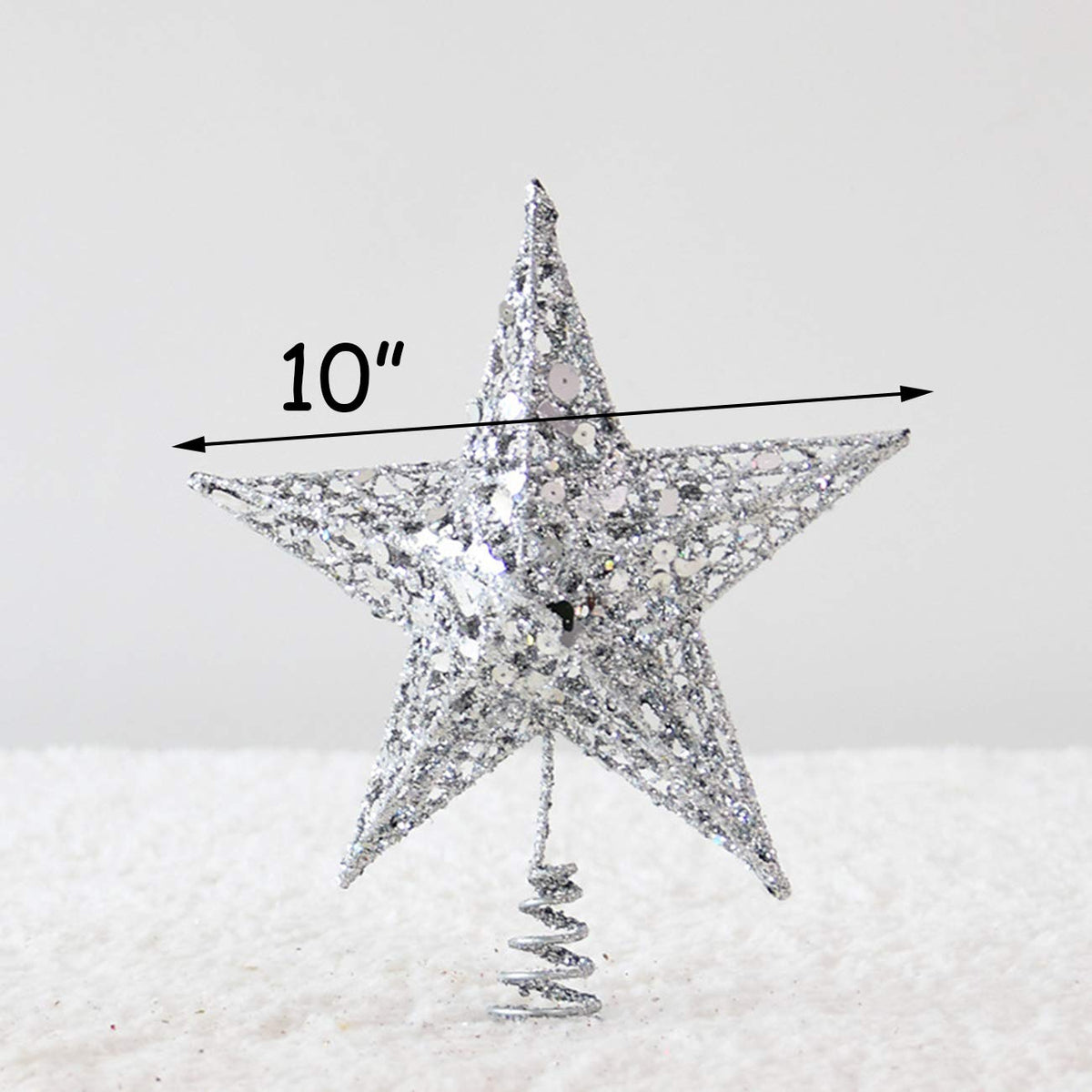 Acronde 10” Christmas Tree Topper Star Christmas Tree Decoration Indoor Party Home Decoration (Silver)