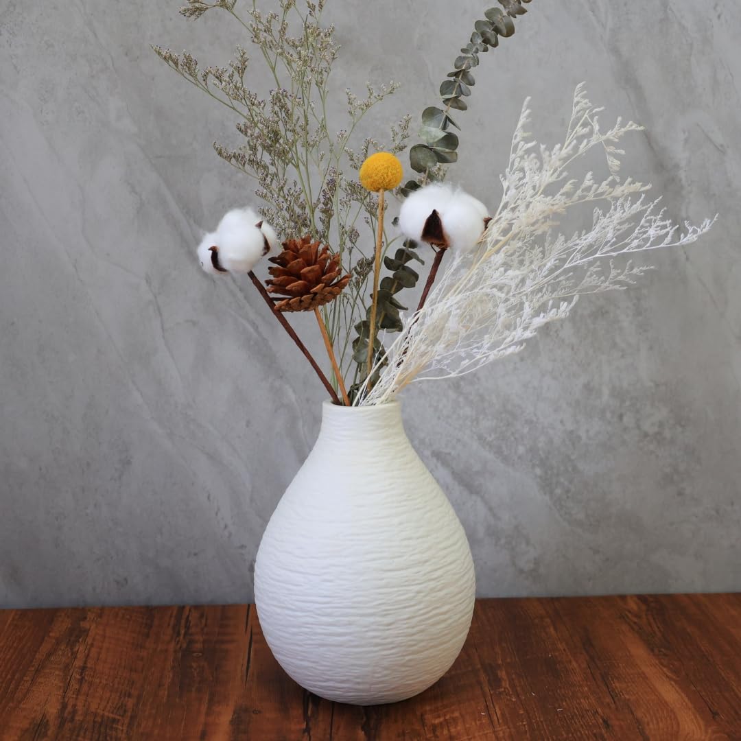 bewbews Snow Inspired Flower Vase, Ceramic Vases, White Vases, Minimalist Design for Elegant Home Decor for Coffee Table, Office Desk, Living Room, Mantel, Bedroom, Bookshelf Decoration
