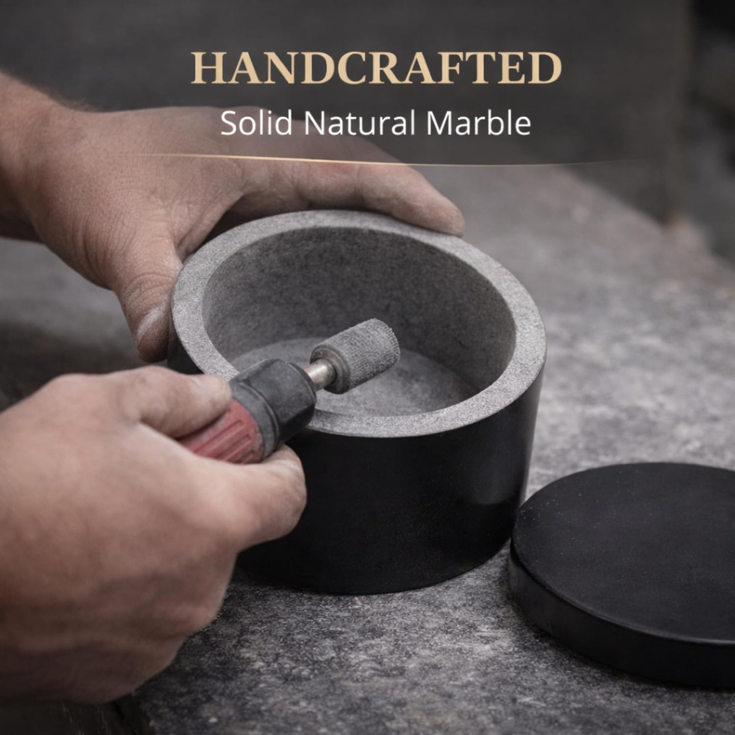 KC KULLICRAFT Unique Salt and Pepper Box Elegant Round Marble Black Salt Box With Lid For Salt, Spice and Herbs Storage. Perfect Container To Store (3.5 X 3.5 X 2 INCH)
