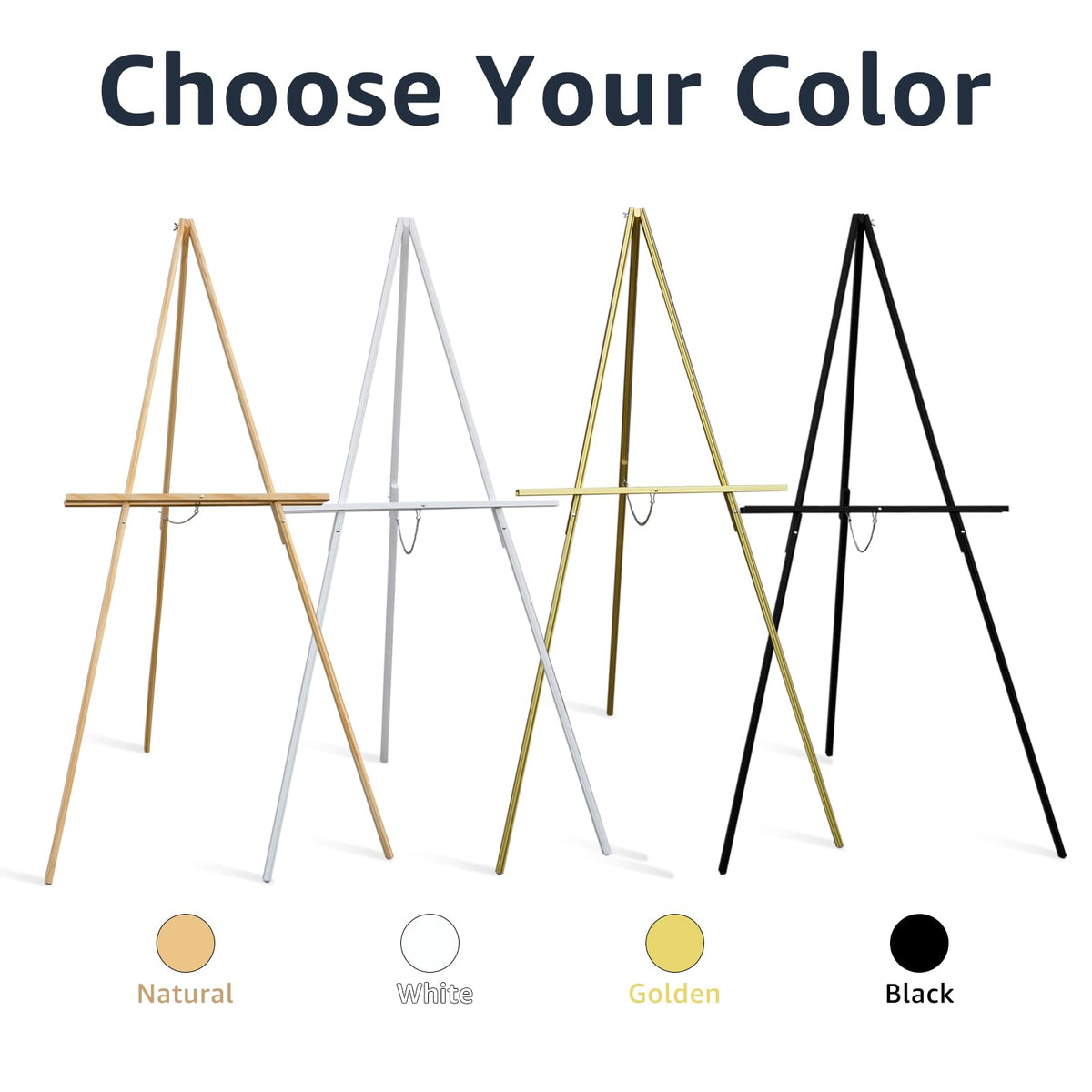 NianFeng Wooden Easel Stand for Sign, Easel Display Stand Floor for Wedding Sign with Adjustable Tray, 63-Inch, Tripod A-Frame Poster Light Duty, Welcome, Art Show & Baby Shower (White)