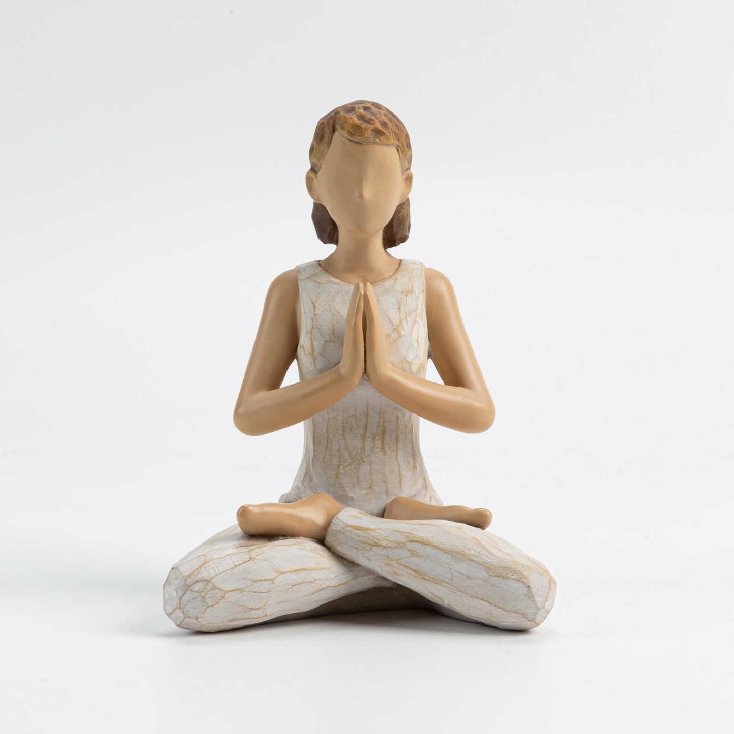 ShineOnAngel Yoga Meditation Statue, 5" Yoga Girl Living Room Decoration, Woodcut Carving, Hand Painted Resin, Home Decor