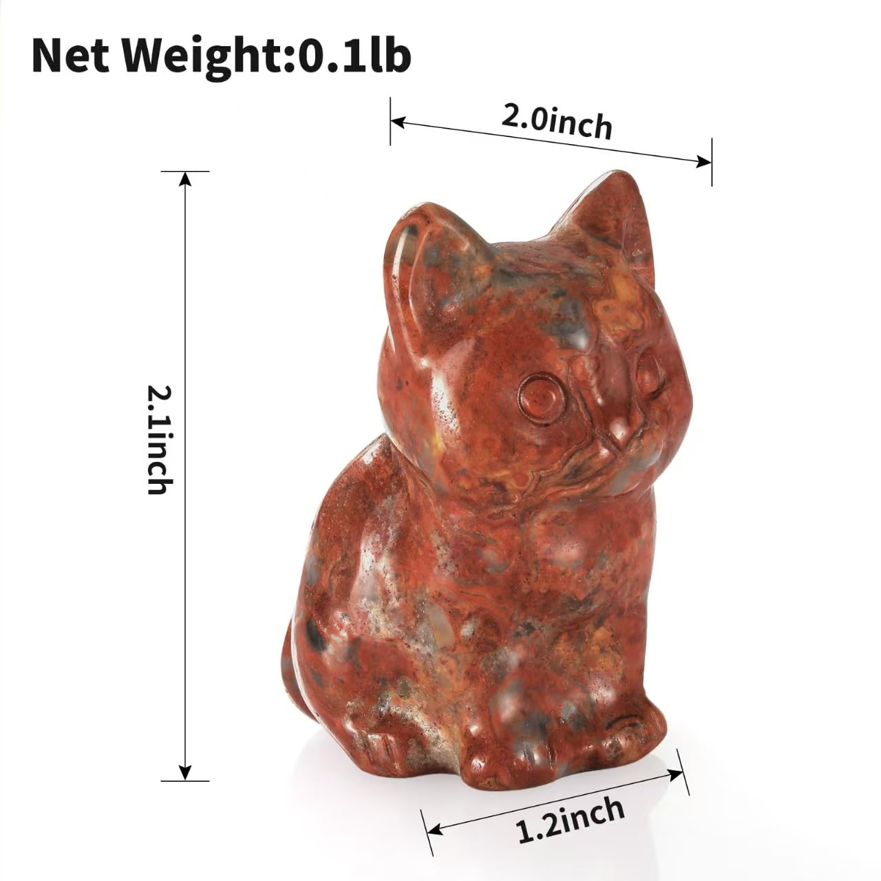 Bosfante 2" Agate Cat Figurine for Independence&Wisdom,Cat Statue for Soft Yet Wild,Cat Decor for Homes&Offices