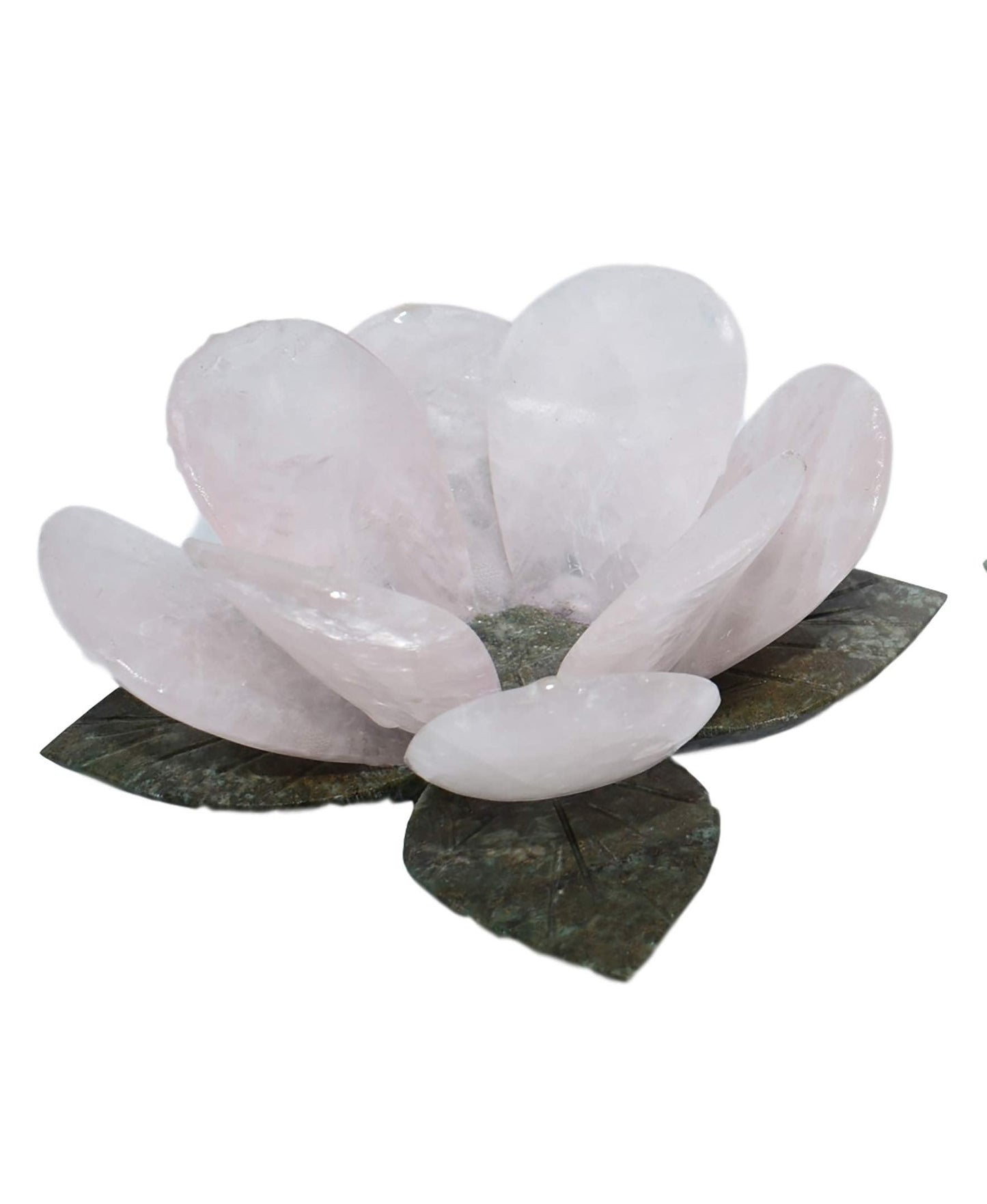 Nature’s Decorations Rose Quartz Lotus Flower Votive Candle Holder | Tealight Candle Holders | 6.5” x 6.5” x 3”, Large