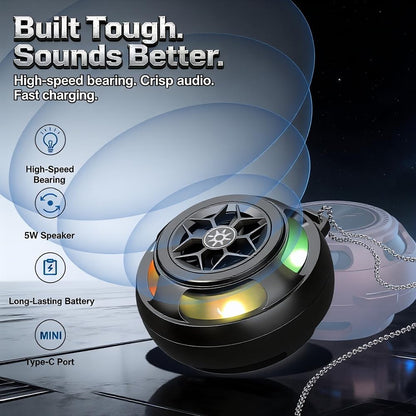 Starphen Speaker with Fidget Spinner , 2026 New Bluetooth 6.0 Fidget Toys for Adults Men, Metal Spinning Speaker with HD Sound, Unique Anxiety Relief Gadgets Gifts for Men