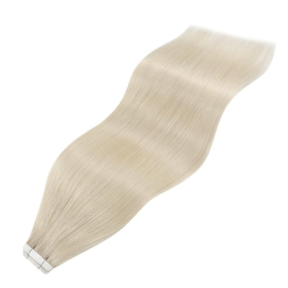 YoungSee Blonde Tape in Hair Extensions Human Hair 20pcs Platinum Blonde Tape Hair Extensions Real Human Hair 12Inch 30g Short Straight Hair for Women