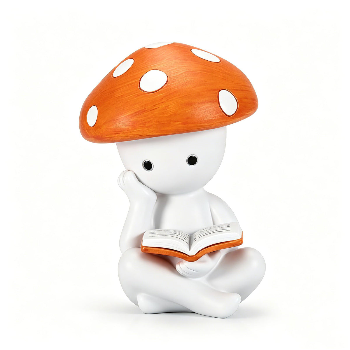 zimiliz Mushroom Thinker Statue for Bookshelf Decor,Mushroom Figurines for Office Desk Shelf Home Living Room Table Book Decorations Aesthetic,Whimsical Decor Gifts for Book Lovers (White)