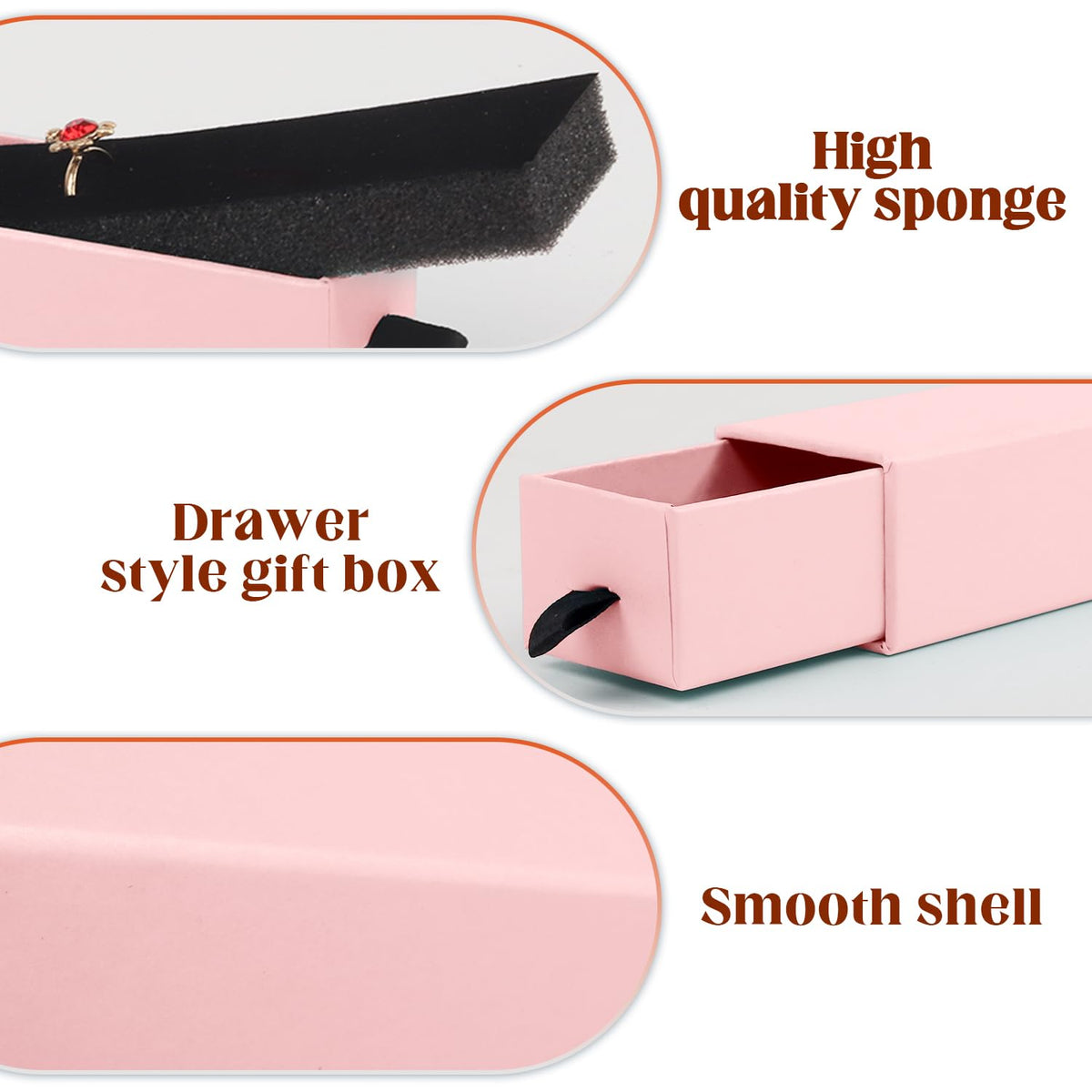 Zitonyang Jewelry Gift Box, 24 Pack Velvet Lined Drawer Style Box, Luxury Organizer for Necklace & Bracelet, Jewelry Packaging for Gift Giving, Elegant Jewelry Storage Box, 8.3x1.8x1.4 Inches (Pink)