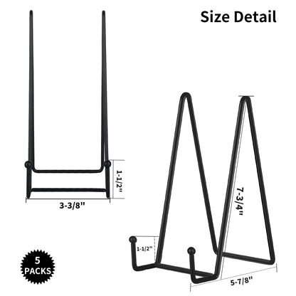 IBosins 5 Pack 8 Inch Plate Holder Display Stands, Large Metal Black Frame Stand for Picture, Book, Photo Easel, Creation, Collectibles