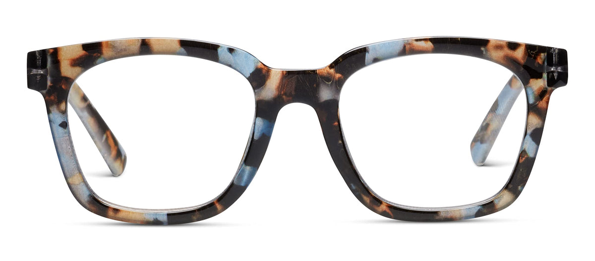 Peepers by PeeperSpecs Women's to The Max Square Light Blocking Reading Glasses, Blue Quartz, 49 + 1.25