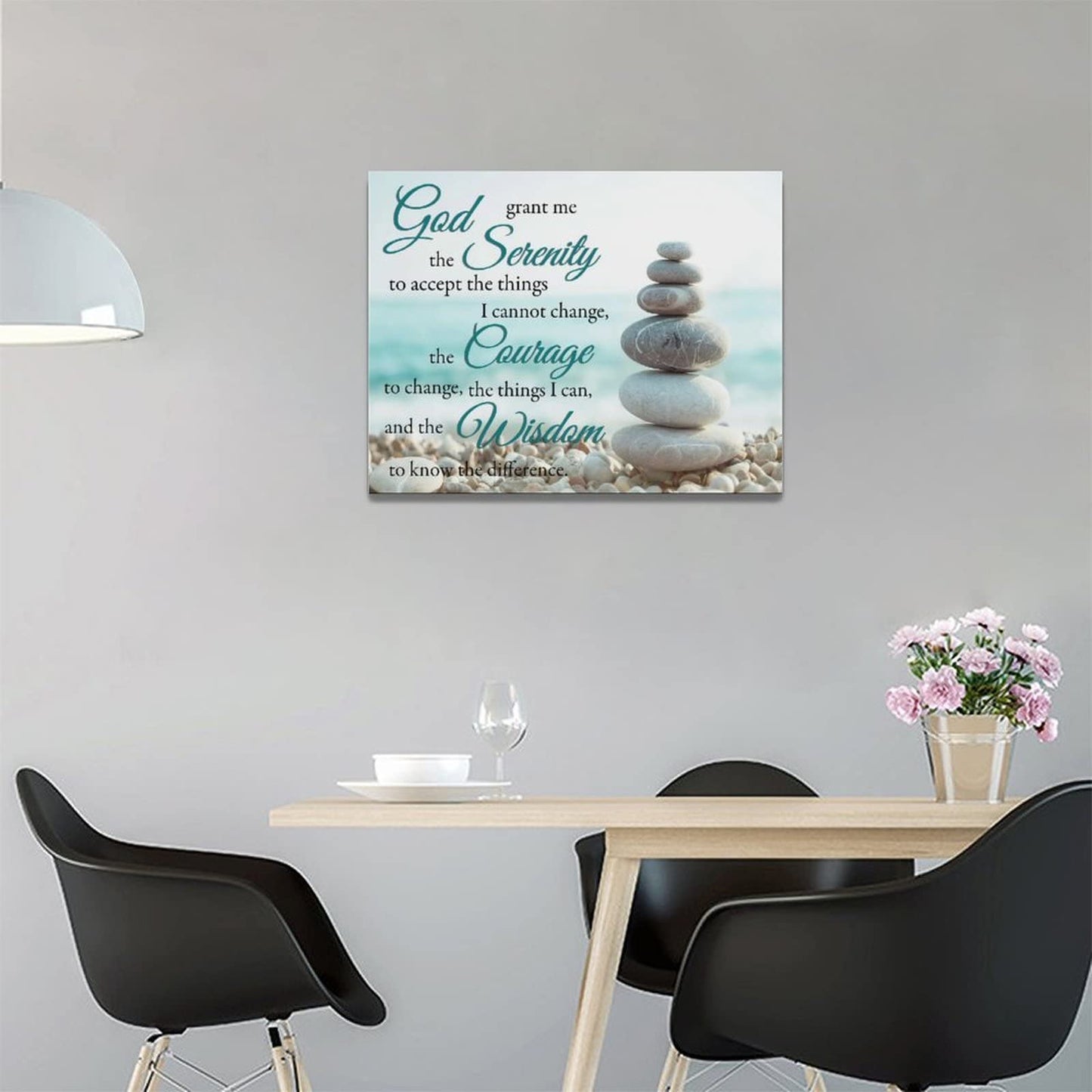 Serenity Prayer Bathroom Wall Art Beach Zen Canvas Prints Scripture Christian Pictures Beachy Office Home Decor for Bedroom Dining Living Room 16"x12"