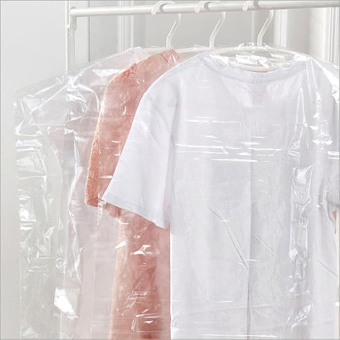 40Pcs Clear Plastic Dry Cleaning Garment Bags Can be Hung Transparent Clothing