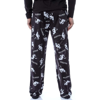 Halloween Michael Myers Men's Horror Film Allover Pattern Adult Lounge Sleep Pajama Pants (Large) Black