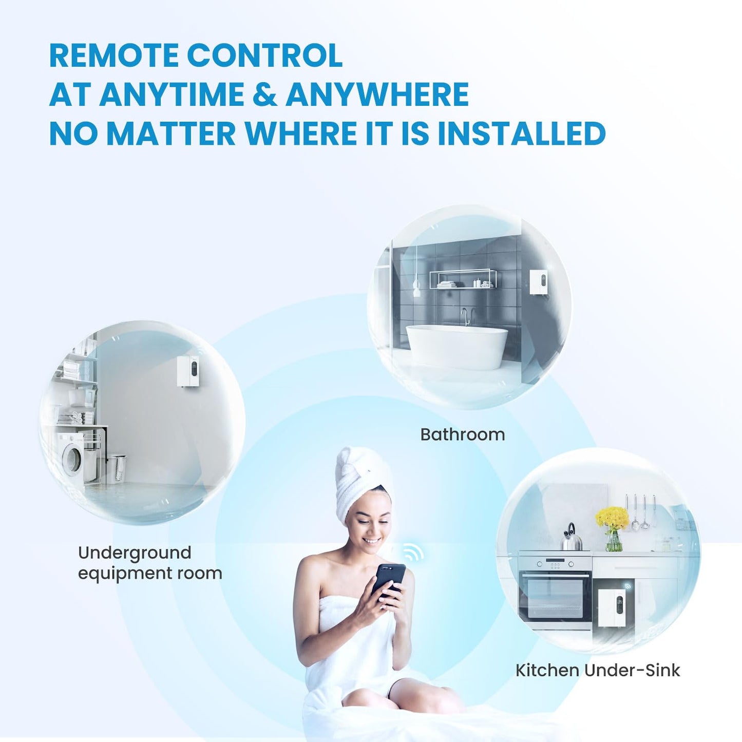 Midea 13KW Electric Tankless Water Heater, Touch Control, Wi-Fi Control, LED Display, Child Mode, 240 Volts with Automatic Power Modulation, On-demand Hot Water, White