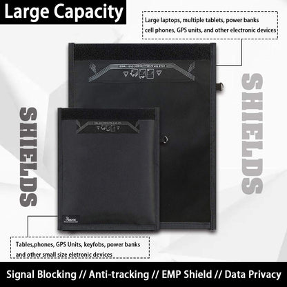 Farday Bag,Signal Isolation Bag,Shield Your Phone/ipad from Hacking,Tracking,and EM Protection with This Pouch -Shields NFC/WiFi/Bluetooth for Phones,Key Fobs and Credit Card (13.8"X17.7")