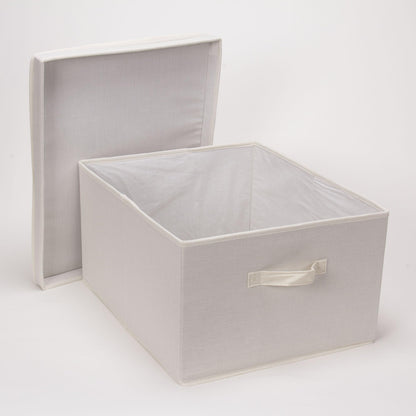 Household Essentials 115 Storage Box with Lid and Handle | Natural Beige Canvas | Jumbo