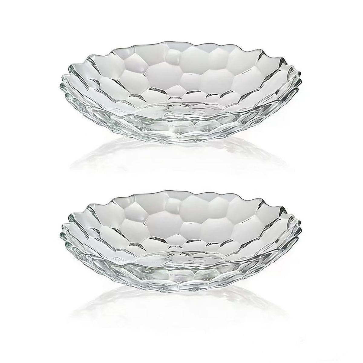 Coafiy 2 Pack Glass Fruit Bowl, Fruit Basket Holder, Crystal Fruit Bowl, Dessert Plate,Decorative Pedestal Bowl,for Table Décor for Home,Office, Wedding Decor, Fruit, Snack, Dessert (Large,Clear)
