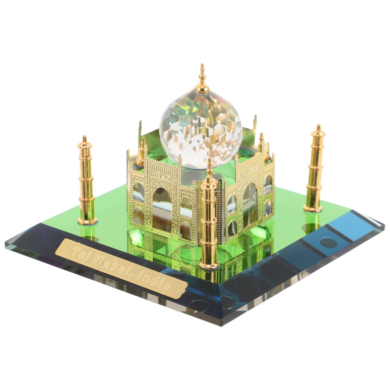 PRETYZOOM Taj Mahal Architecture Model Ornament, 2.75 in Metal Inlay Building Sculpture with Intricate Detailing for Desktop Display, Home Office Decor & Collectors