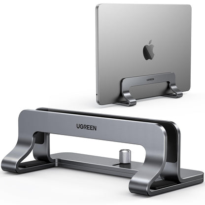 UGREEN Vertical Laptop Stand for Desk Adjustable Laptop Holder Dock Aluminum Desktop Stand, Compatible for MacBook Air Pro, Microsoft Surface(Grey)