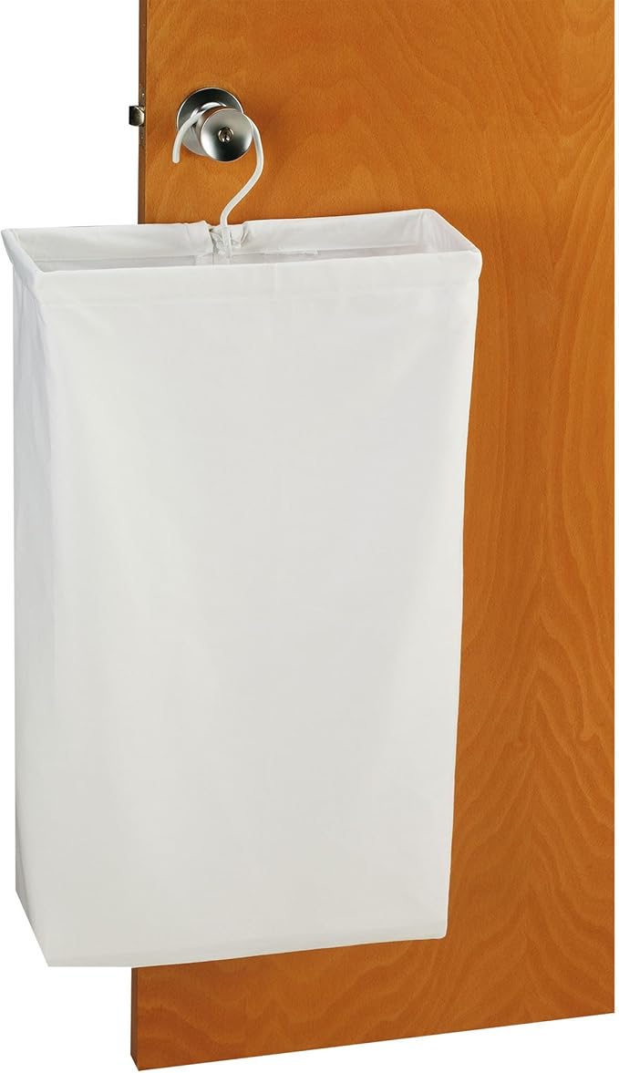Household Essentials 148 Hanging Cotton Canvas Laundry Hamper Bag | White