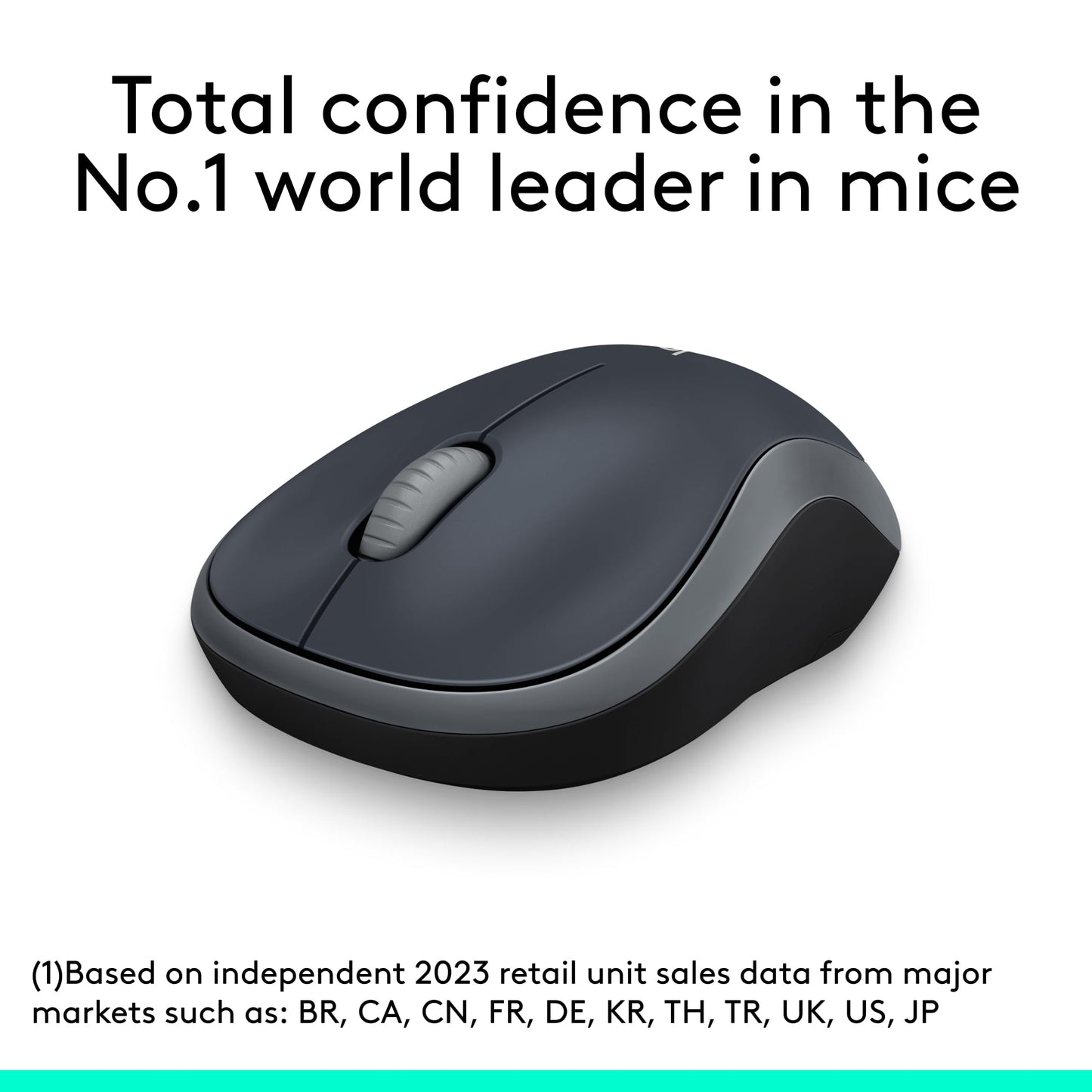 Logitech M185 Wireless Mouse, 2.4GHz with USB Mini Receiver, 12-Month Battery Life, 1000 DPI Optical Tracking, Ambidextrous, Compatible with PC, Mac, Laptop - Grey