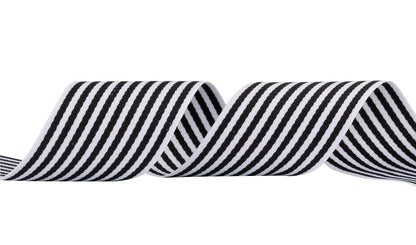 Joycrosso 1-1/2 Inch Wide Black and White Striped Ribbon, Great for Wedding Gift Wrapping Home Décor Floral Arrangement, 25 Yards-Roll