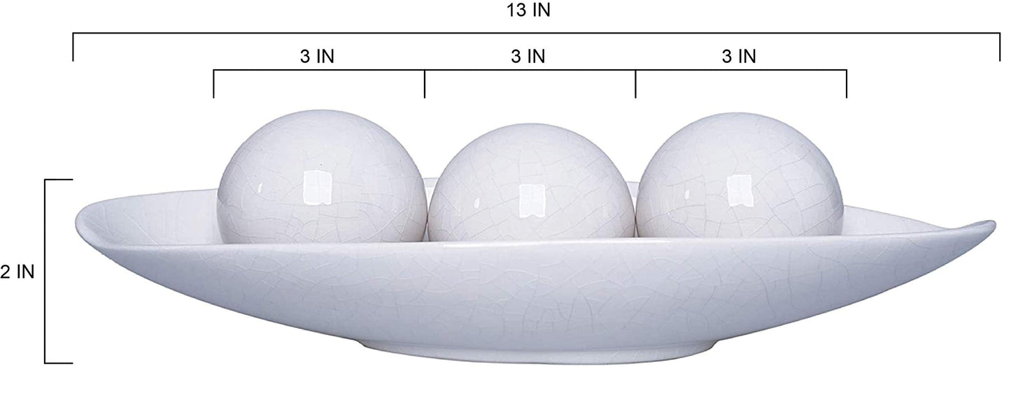Hosley Decorative Bowl and Orb Set. Ideal GIFT for Weddings Special Occasions and for Decorative Centerpiece in Your Living Dining Room O3 (Crackle Ivory)