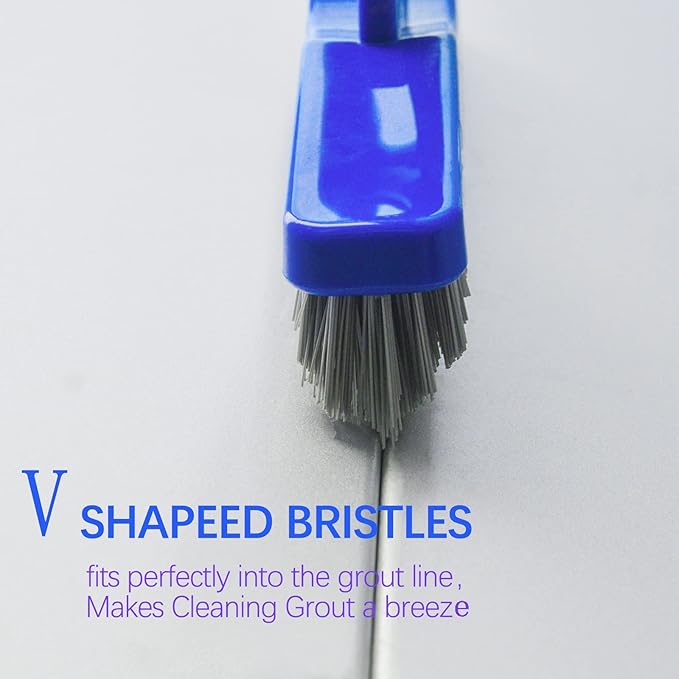 ITTAR Grout Brush with Long Adjustable Handle, Swivel Scrub Brush, V-Shape