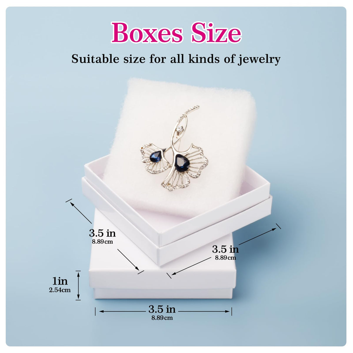 Foraineleyo Cardboard Jewelry White Gift Boxes 20 Pack3.5×3.5×1 inches, Small Cardboard Jewelry Boxes with Cotton Filled and Lids,its apply to displaying necklaces, rings, bracelets, earrings