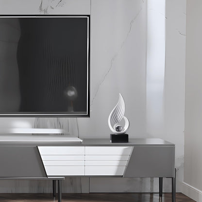 FJS Home Decor Modern White Statue Living Room Decor, Resin Shelf Decor Accents, Abstract Art Sculptures Decorations for Bookshelf Dining Room Office Coffee Table TV Stand