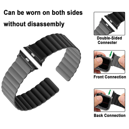 Anlinser Magnetic Straps Compatible with Apple Watch Strap 49mm 46mm 45mm 44mm 42mm 41mm 40mm, Double Side Reversible Band for iWatch Ultra 2 Series 10/9/8/7/6/SE (49/46/45/44/42, Black/Gray)