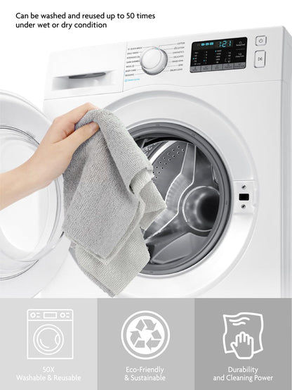 Fantasticlean Microfiber Cleaning Cloth Roll -150 Pack, Tear Away Microfiber Towels, 12" x 12", Reusable, Washable, Ultra Absorbent Dishcloth for Home Supplies, Car, Pet, Kitchen (2 Rolls of Grey)