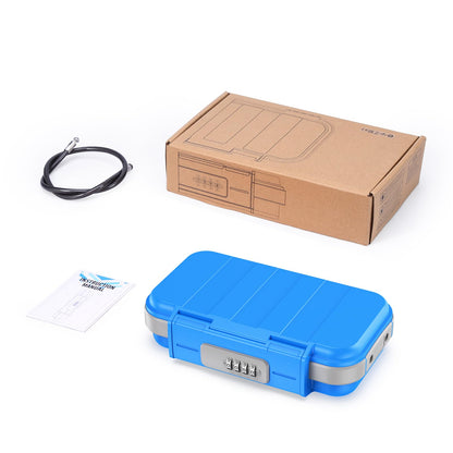 ORIA Portable Security Case, Portable Safe Box, 4 Digit Combination Key Lock Box Security Case, Smartphones, Passports, Credit Cards Safe for Car, Beach, Travel, Blue