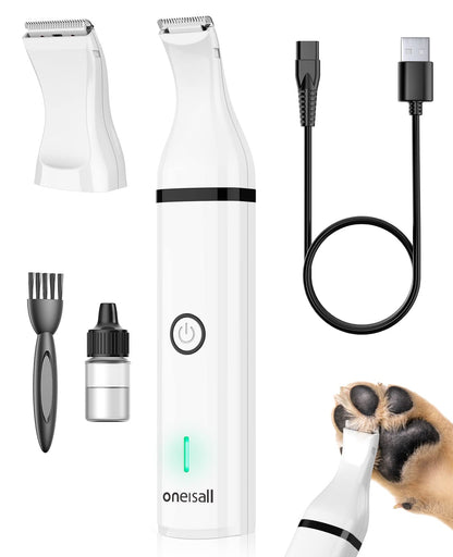 oneisall Dog Paw Trimmer with 2 Blades,Low Noise Dog Clippers Grooming Kit,Pet Trimmer for Dogs Cats Paws, Eyes, Ears, Face