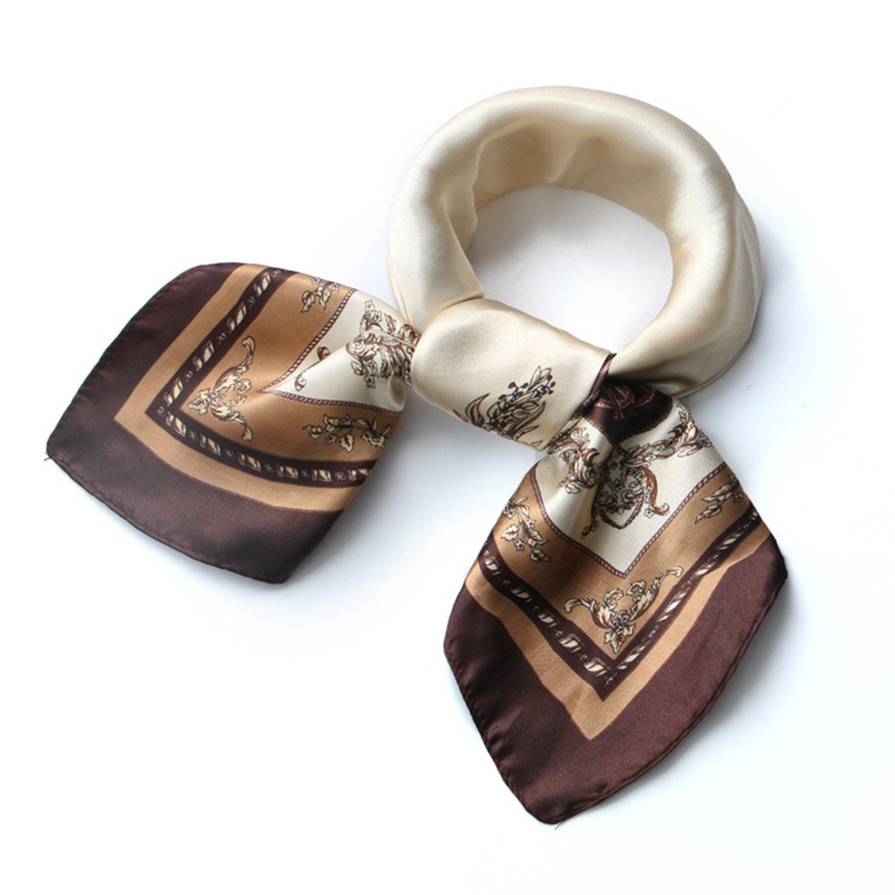 QBSM Womens 23.6 inch Satin Silk Feeling Formal Square Neck Scarf Head Hair Wraps Kerchief