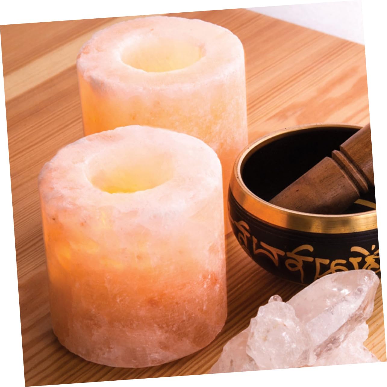 JECOMPRIS Himalayan Salt Candle Holder Elegant Table Centerpiece for for Home Decoration and Cozy Ambiance
