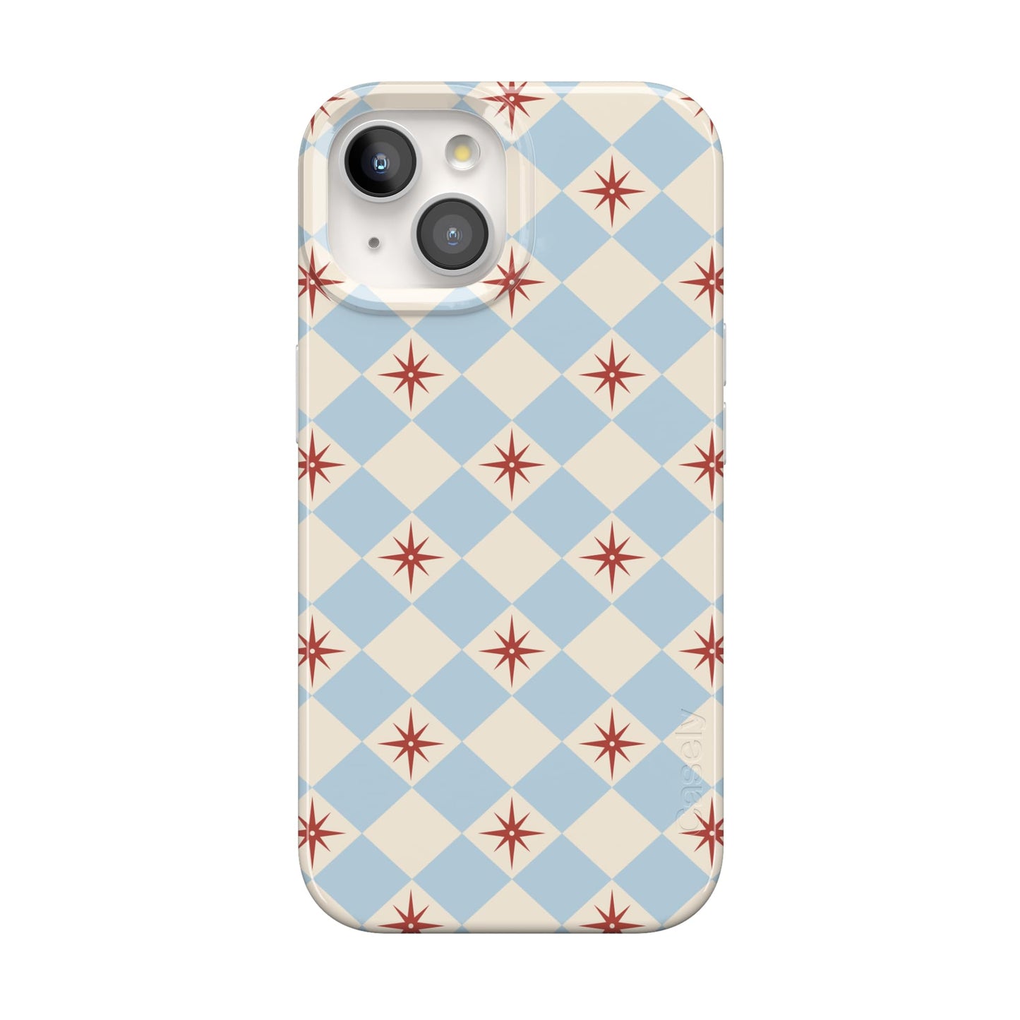 Casely iPhone 15 Plus Case | Fit Check | Neutral Checkerboard Checkered Classic Case | Compatible with MagSafe