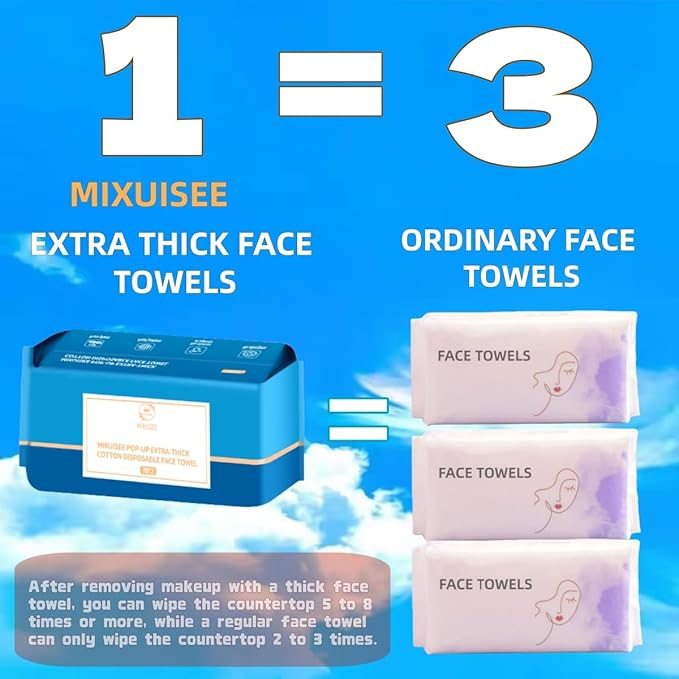 Disposable face towel, MIXUISEE thick and soft face towels, 100% cotton face