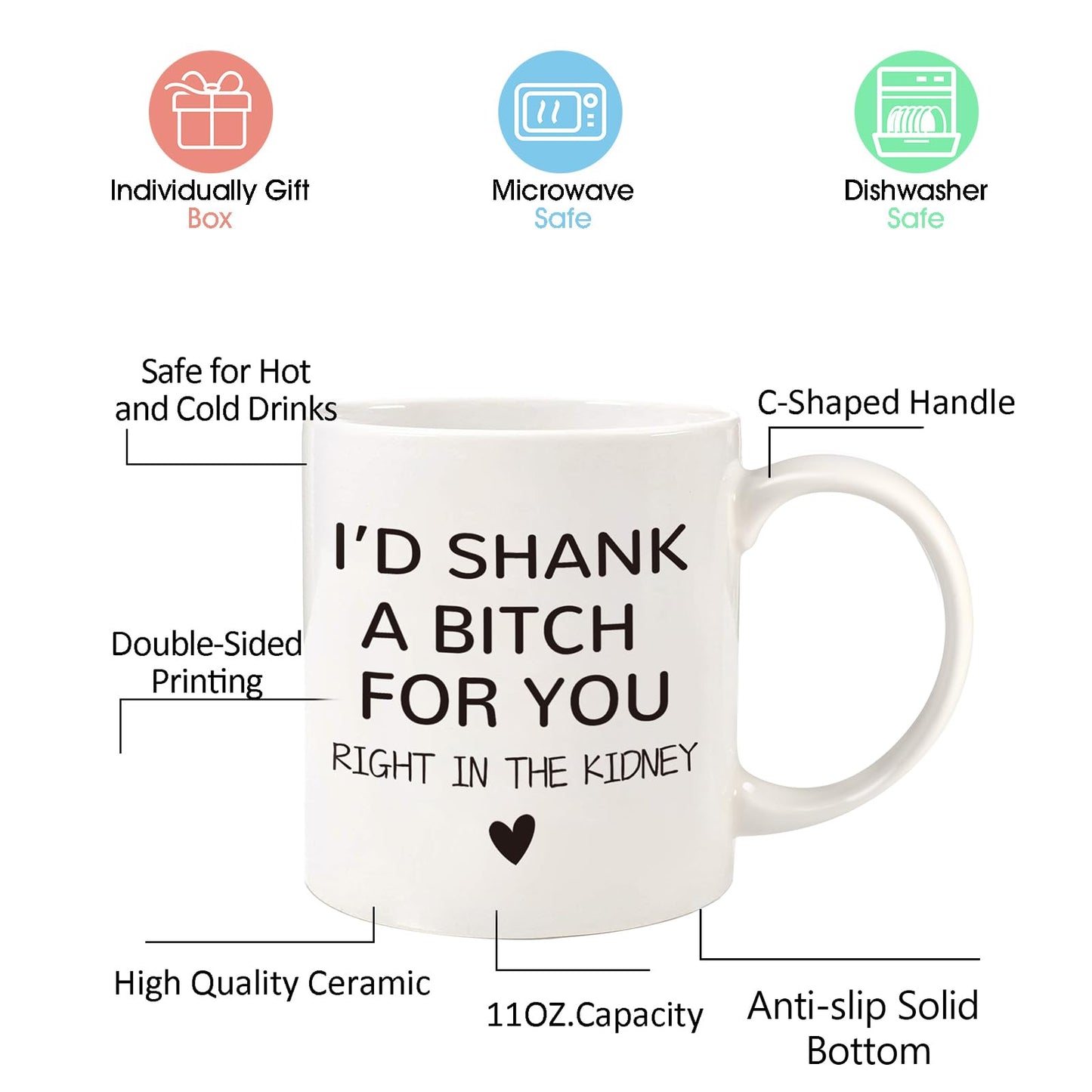 Valentines Galentines Day Gifts for Her - 12oz Funny Coffee Mug for Best Friend Girlfriend Besties BFF Mom Grandma Wife Sister Gifts from Sister Valentine's Birthday Mothers Day Present for Mom Women