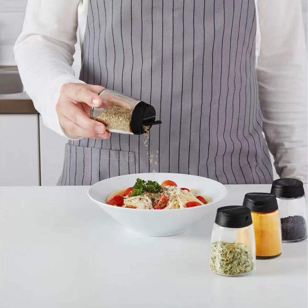 Glass Spice Jars, Double Lids Seasoning Shakers Glass Bottles Spice Shakers Sifter Barbecue Salt & Pepper Shaker Container (8PCS）