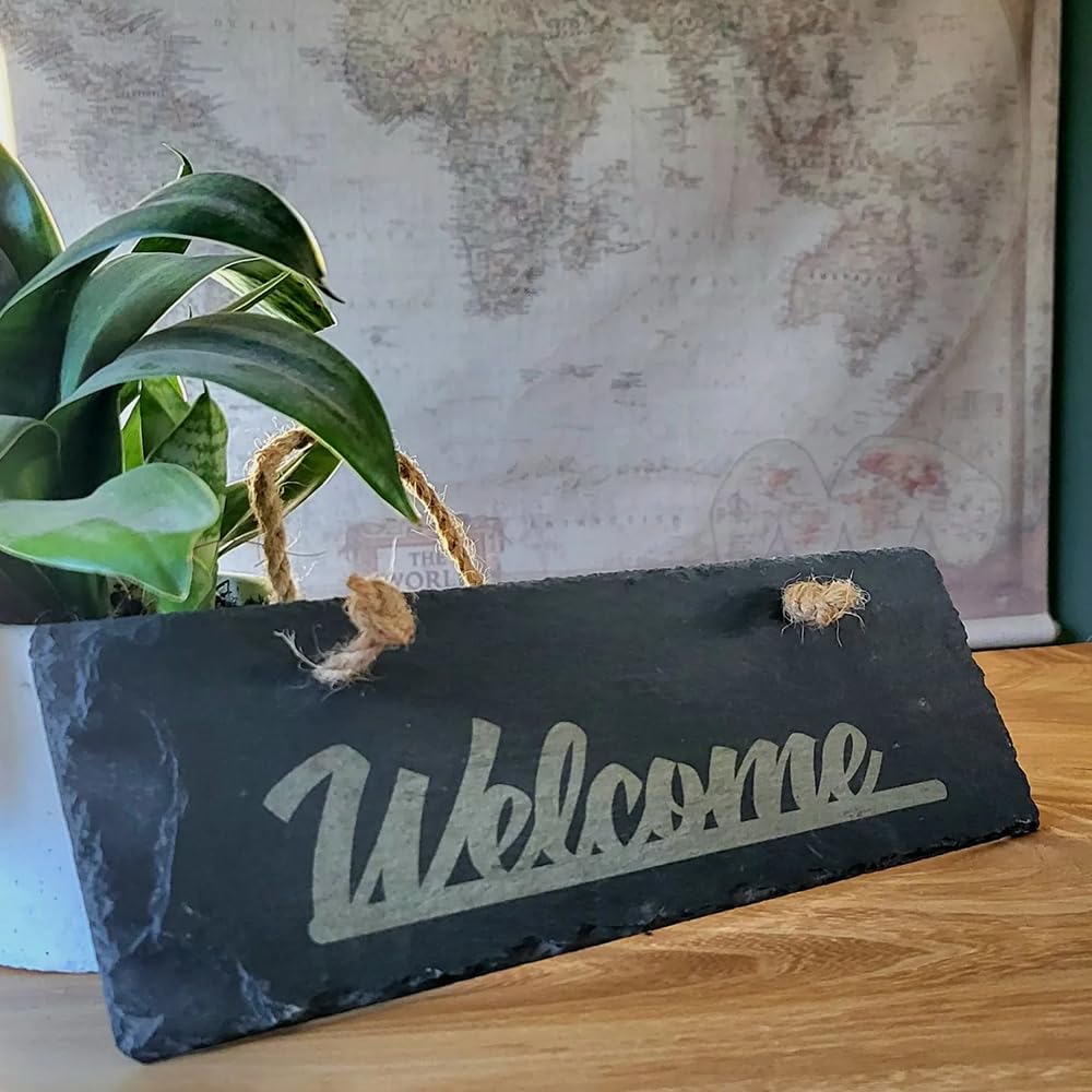 Lingluox 11"x6" 8 Pack of Black Slate Cheese Board,Cooked food Tray,Natural Slate Laser Engraving Board - Kitchen Appetizer Display Blackboard(Meat/Fruit/Cake/Dried Fruit)