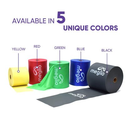 Meglio Resistance Bands Roll - Latex Free Exercise Bands for Building Strength, Pilates Band for Fitness, Flexibility, Physiotherapy, Stretching & Yoga Bands | (23 Meter)